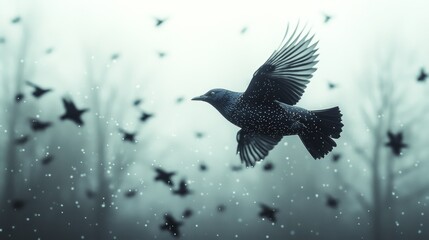Solitary Bird in Flight