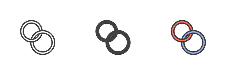 Wedding rings different style icon set