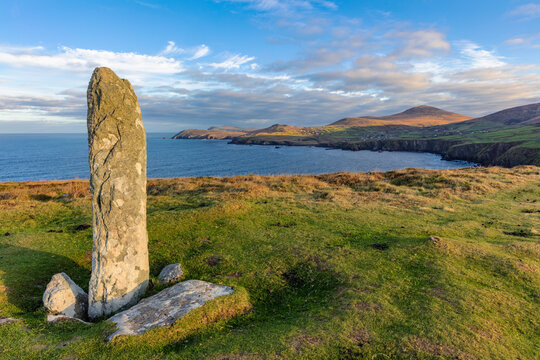 View of the small town of Dunquin and Devils Horn from Dunmore Head the westernmost point of Europe on the Dingle Peninsula, Ireland, Devils Head, Dunquin
