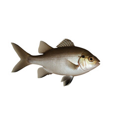 Obraz premium TRANSPARENT PNG ULTRA HD 8K A solitary Oscar fish with striking patterns and a robust body, swimming elegantly against a transparent background, highlighting its bold and dynamic form
