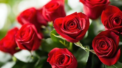 Fototapeta premium Red rose with dewdrops, delicate and beautiful, fresh floral close-up