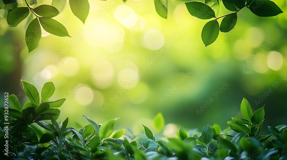 Leinwandbilder nature background display over blur green tree garden blur park nature outdoor bokeh light backgroun