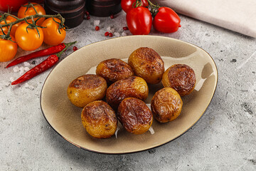 Baked baby potato in the bowl