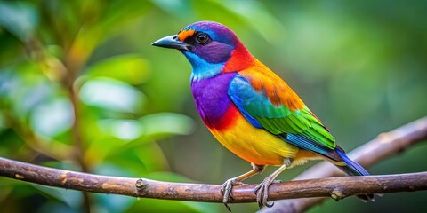 Obraz premium Close-up of a colorful bird perched on a tree branch, avian, feathers, wildlife, nature, plumage, beak, wings, vibrant