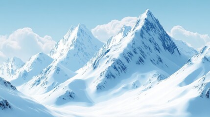 Obraz premium White snow-covered mountain peaks under a clear blue sky, serene and majestic, winter landscape
