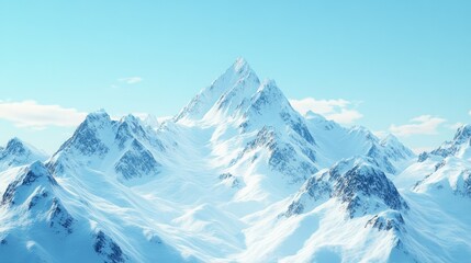 Obraz premium White snow-covered mountain peaks under a clear blue sky, serene and majestic, winter landscape