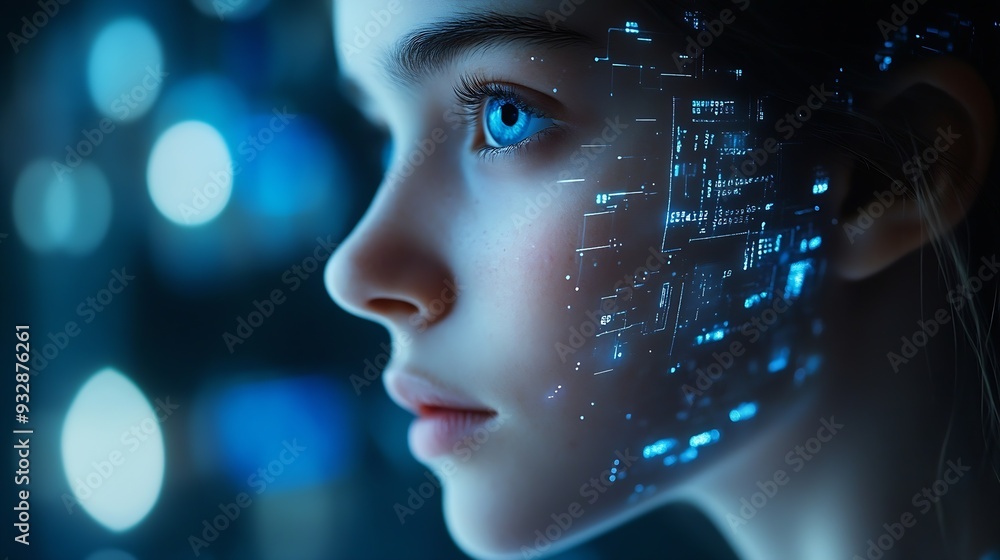 Aufkleber AI Artificial Intelligence Education technology concept Women use Laplets Learn online webinars successfully Use AI to Generate Business Development New ideas for success technology of : Generative AI