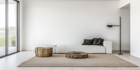 Modern living room in a luxury property withe stylish furniture. Residential interior design composition.