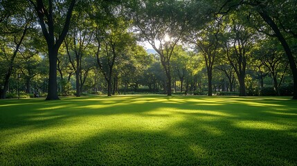Fototapeta premium Beautiful panorama of green city park : Generative AI