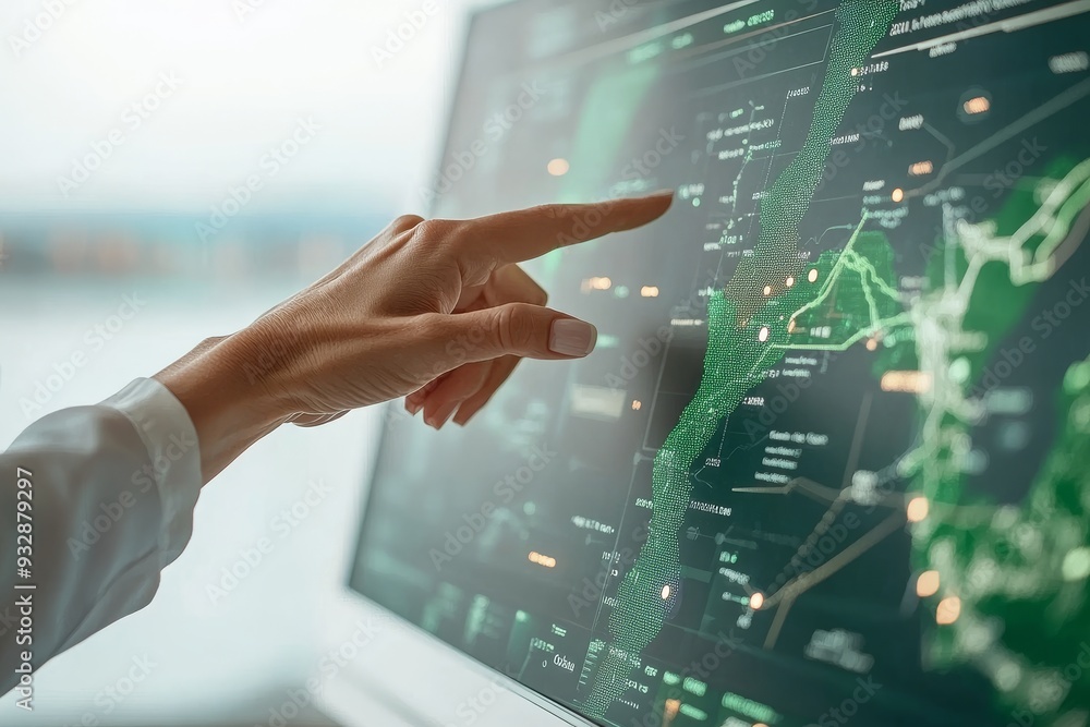Aufkleber close up of a professional hand interacting with a high tech digital interface symbolizing the preci