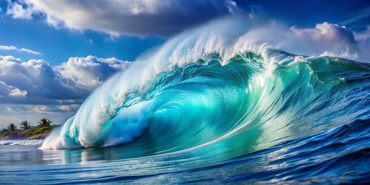 Beautiful blue ocean wave crashing on the shore, ocean, wave, water, sea, nature, beautiful, blue, tide, splash, foam, power