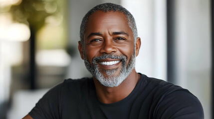 Fototapeta premium Portrait of a smiling mature man with a gray beard.