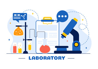 A Vector Illustration of a Laboratory Conducting Scientific Research, Experimentation, and Measurement on a Flat Cartoon Style Background