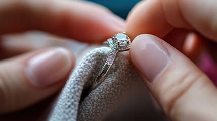 Obraz premium Close-up of a hand holding a diamond ring