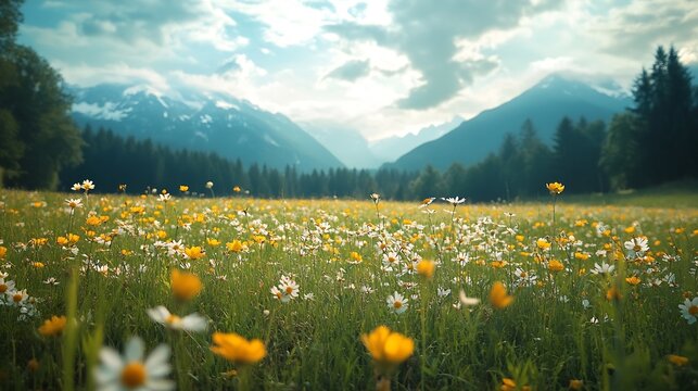 Beautiful view of meadow near Jenner mount in Berchtesgaden National Park Upper Bavarian Alps Germany Europe Beauty of nature concept background : Generative AI