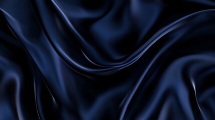 Fototapeta premium Abstract Dark Background with Soft Wavy Silk Satin Fabric