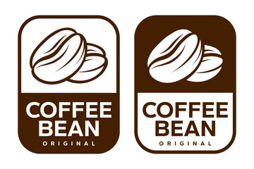 Coffee shop logo. Retro badge coffee bean and leaf branch with mountain natural icon line stamp logo vector design in vintage hipster modern style, premium coffee shop bar brand symbol icon.