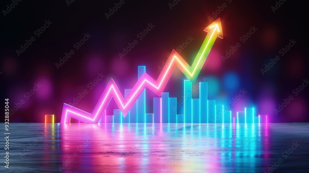 Poster a mesmerizing 3d rendering of a glowing forex chart set against a dark backdrop, symbolizing financi