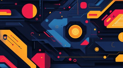 Obraz premium Discover a modern digital landscape where abstract technology meets vibrant cartoonstyle textures.