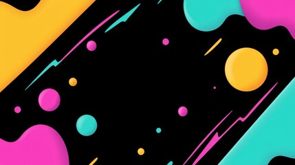 Obraz premium Explore a vibrant abstract pattern blending purple, yellow, and black with bold lines and geometric shapes on a dark canvas.