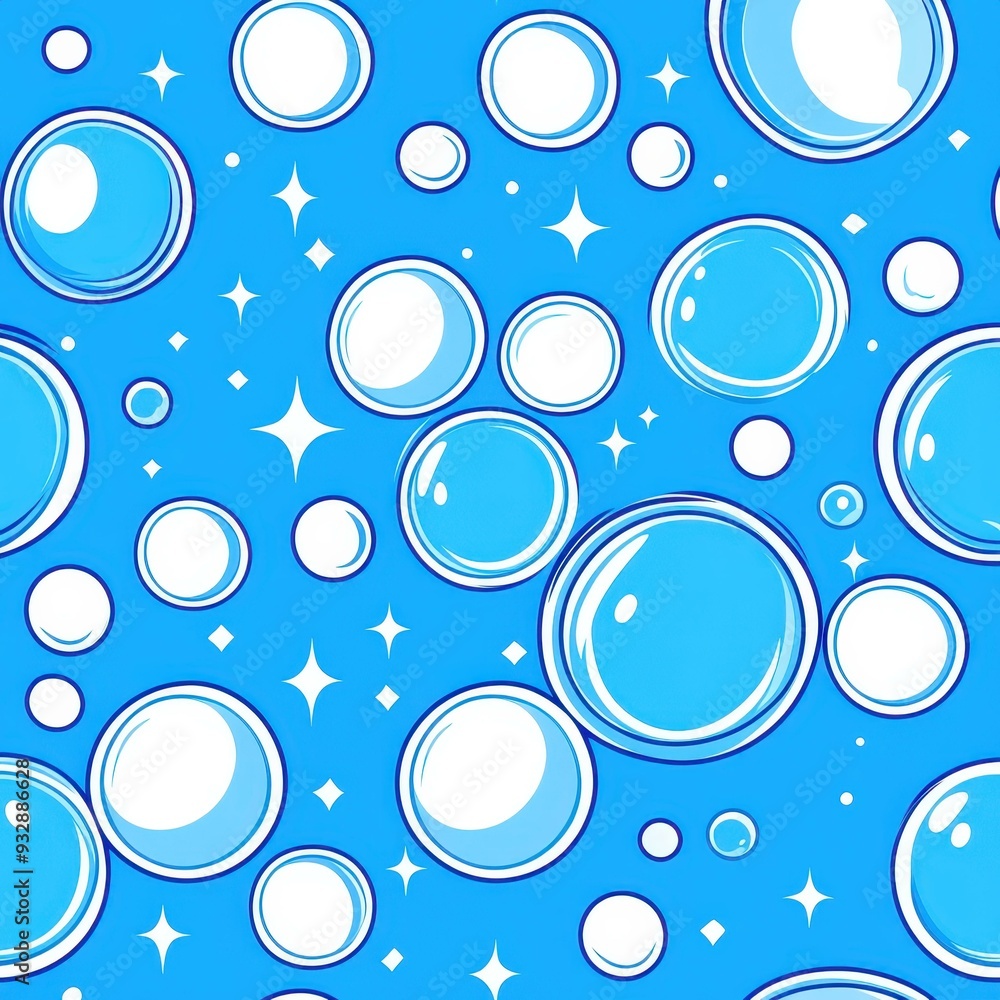 Poster simple line art of clear bubble outlines on a vibrant solid color backdrop, perfect for minimalist d
