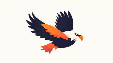 Fototapeta premium A vibrant, cartoonstyle eagle illustration, featuring playful doodles and modern textures for an eyecatching logo design.