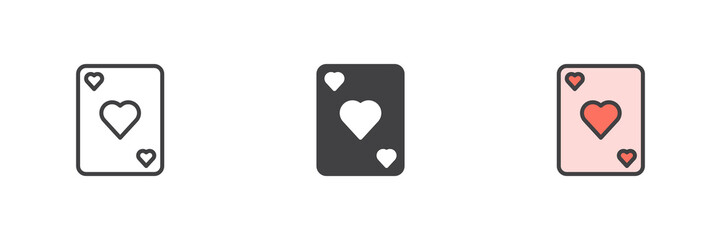 Hearts ace card different style icon set