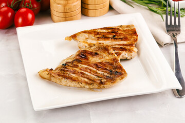 Grilled pork steak with sauce
