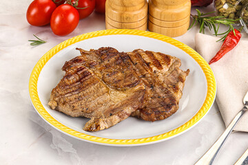 Grilled pork neck sirloin steak