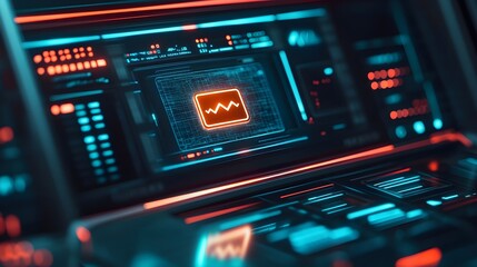 Naklejka premium Futuristic Interface with Glowing Orange Graph