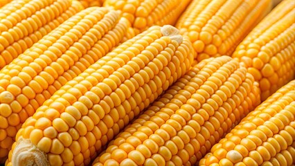 Close-up of fresh yellow maize kernels on the cob, maize, corn, agriculture, food, harvest, organic, farm, agriculture, yellow