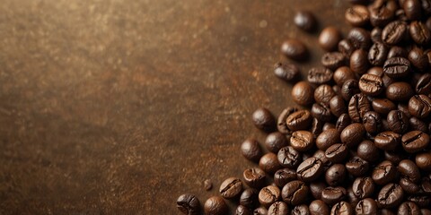 Obraz premium Brown background with coffee beans copy space image.