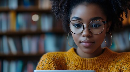 Engaging with Diverse ELearning Opportunities on Tablet An individual taps into a variety of elearning options on a tablet highlighting the diverse educational content available digita : Generative AI