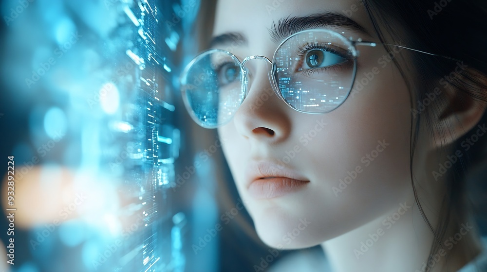 Aufkleber AI Artificial Intelligence Education technology concept Women use Laplets Learn online webinars successfully Use AI to Generate Business Development New ideas for success technology of : Generative AI