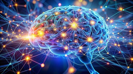 of human brain with various synapses and neural connections, cognitive functions, intelligence, neuroscience