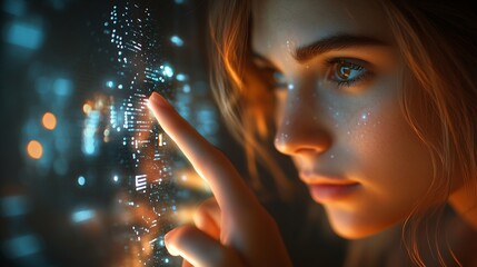 Woman touching a continuing education concept on a touch screen with her finger : Generative AI