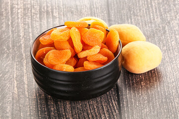 Dried apricot heap in the bowl