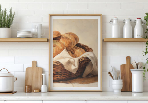 Interior Kitchen Photo Frame Mockup With Generative AI