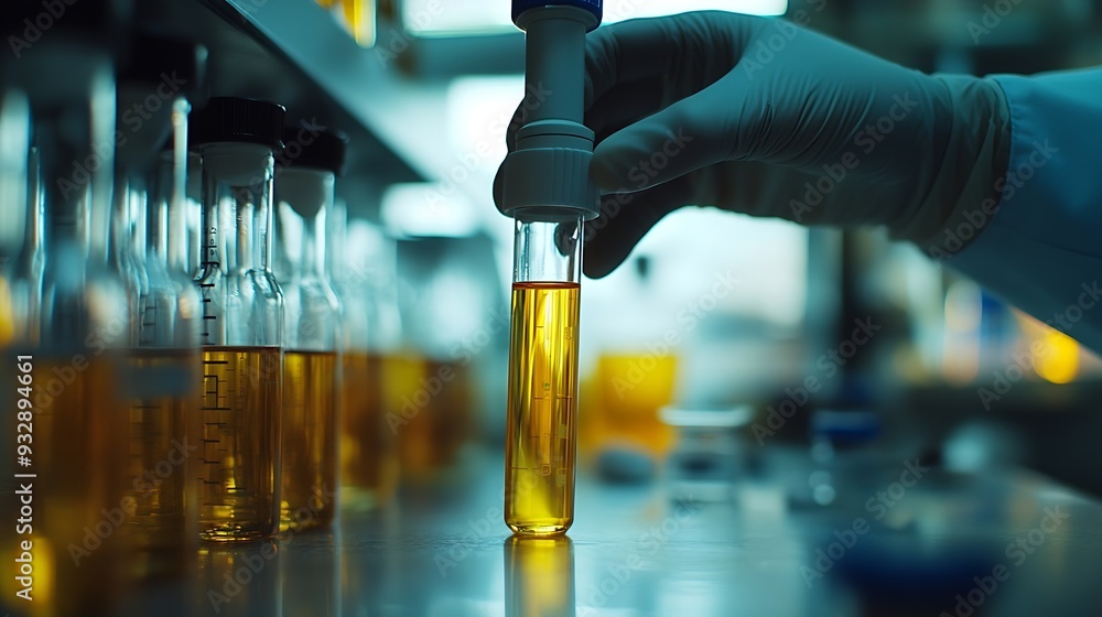 Poster a scientist uses laboratory equipment for a research experiment test tube is essential for chemists 