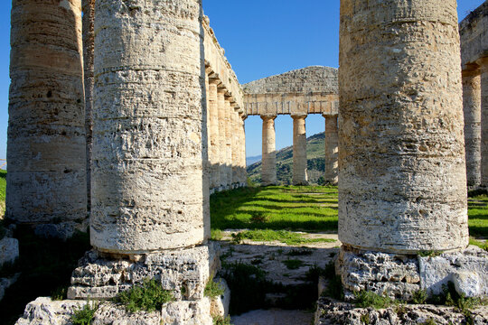Italy, Sicily, Segesta. Greek temple is made of 36 columns.