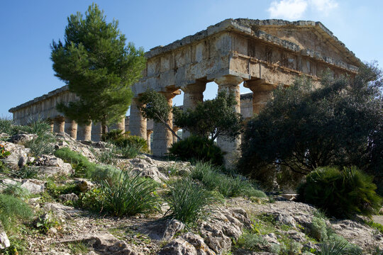 Italy, Sicily, Segesta. Greek temple is made of 36 columns.