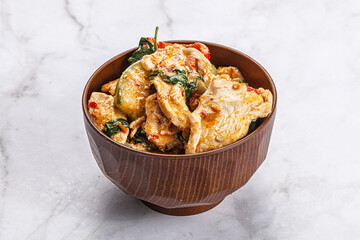 Thai red spicy curry with chicken