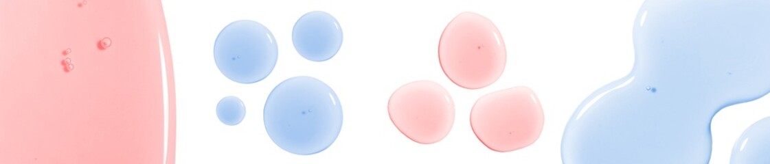banner round drop of serum gel close-up on a white background cosmetic products