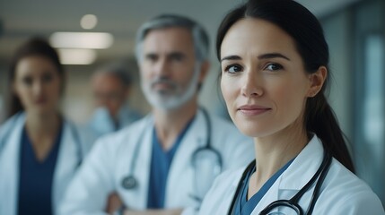 A dedicated team of doctors and healthcare professionals working collaboratively in a hospital setting ensuring quality patient care with expertise and compassion : Generative AI