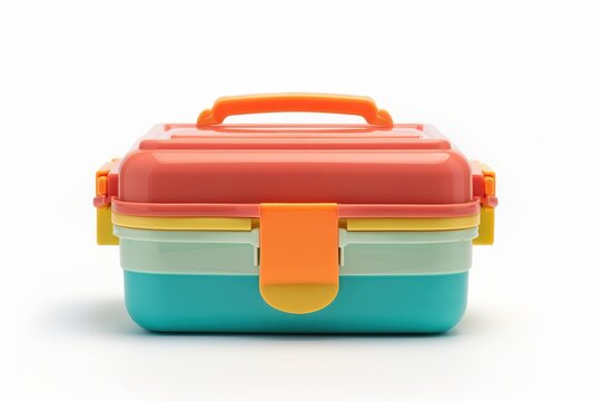 Isolated white background view of lunch box