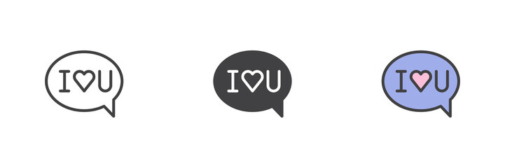 Fototapeta premium I love you message different style icon set