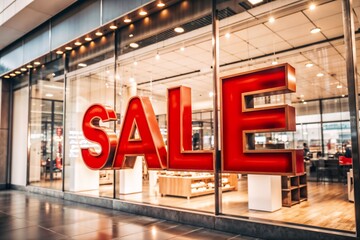 Red Sale Sign in Bold Letters with Copy Space