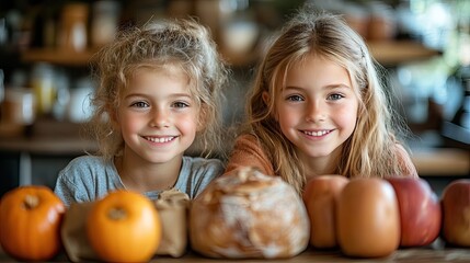 Fototapeta premium little children packing to school in morning in kitchen-art-scale-_x.jpeg