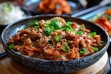 Fototapeta premium Korean lunch with pork stir fry