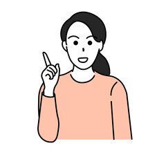 指差しをする若い女性のイラスト